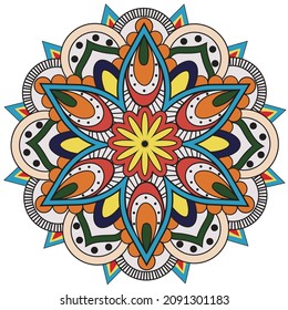 Colorful oriental mandala vector texture. Easy to edit and change a few global colors by swatch window.