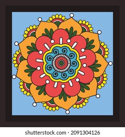 Colorful oriental mandala vector texture. Easy to edit and change a few global colors by swatch window.