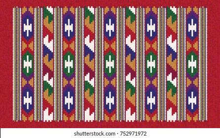 Tapis de kilim en mosaïque orientale colorée et ornement géométrique folklorique. Motif de cadre de bordure de tapis. Image vectorielle illustration 10 EPS.