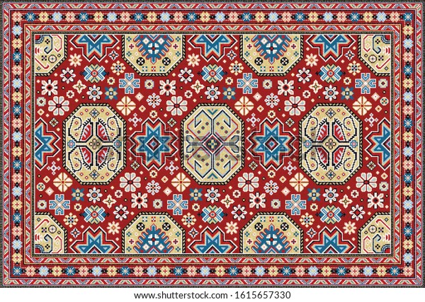 Colorful Oriental Mosaic Rug Traditional Floral Stock Vector (Royalty