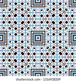 Colorful oriental mosaic square rug with a traditional geometric ornaments and floral motifs. Patterned carpet with a border frame. Cross stitch template for pillows