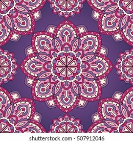 Colorful oriental ornament of mandalas. You can use this pattern for the shawl, carpet, cushion, cover, textile and other surfaces.