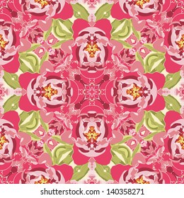 Colorful oriental pattern, seamless floral wallpaper