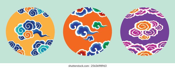 colorful oriental style cloud abstract vector