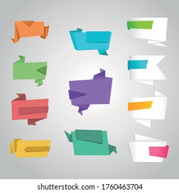 COLORFUL ORIGAMI BANNERS SET, vector illustration