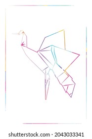 Colorful origami, bird, drawing style . Vector