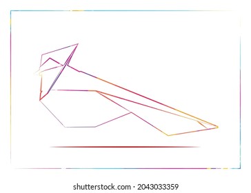 Colorful origami, bird, drawing style . Vector