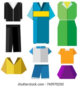 colorful origami clothes vector on white background