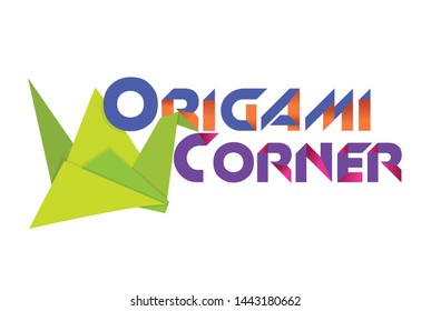 Colorful 'Origami Corner' text vector illustration. Suitable for use in educational materials, how to, crafts, magazines, story books, children's entertainment, learning, skill building, reading 