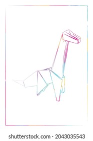 Colorful origami, dinosaur, drawing style . Vector