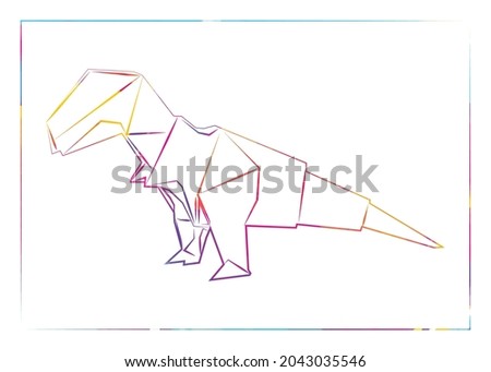 Colorful origami, dinosaur, drawing style . Vector