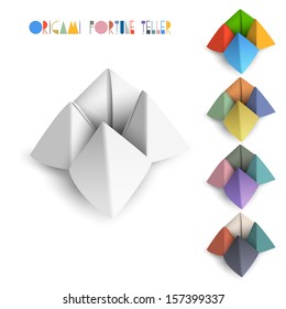 Colorful origami Fortune Teller. Vector set