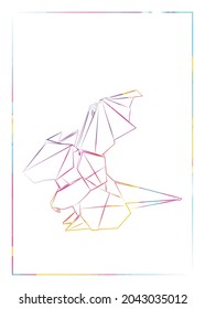Colorful origami, Lion, drawing style . Vector