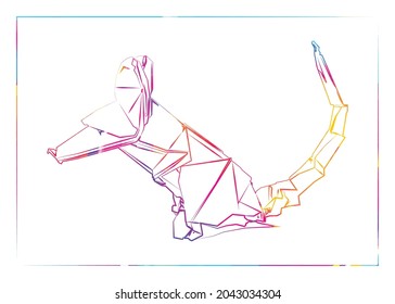 Colorful origami, Mouse, drawing style . Vector