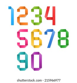 Colorful origami numbers. Vector.