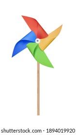 Colorful Origami Paper Windmill. 3d Photo Realistic Illustration Isolated On White Background. Front View svg