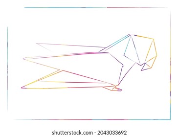 Colorful origami, a parrot, drawing style . Vector