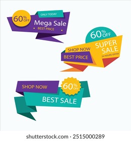 colorful origami sales banners. sale background