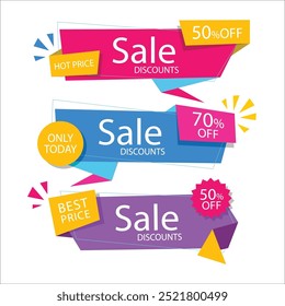 colorful origami sales banners. sale background