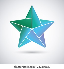 Colorful origami star on the gray background