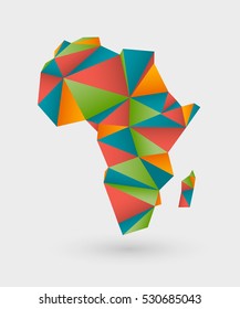 Colorful origami style map made of triangles outlining africa