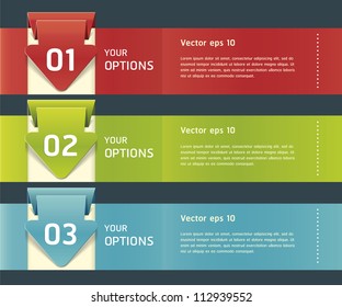 Colorful Origami Style Number Options Banner & Card. Vector illustration