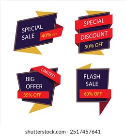 colorful origami style sale banner set