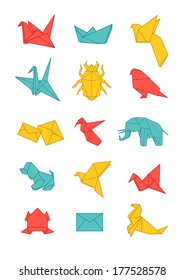 Colorful origami vector set