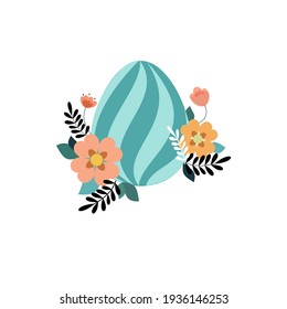 bunter Osterei unter Blumen im Vintage-Stil 