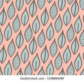 Colorful ornament with leaves. Vector seamless pattern in scandinavian style	