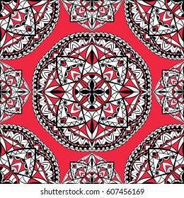 Colorful ornament of mandalas. Template for the shawl, carpet, textile and other surfaces. 