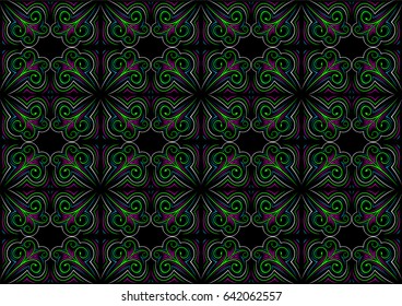 Colorful ornament on black background