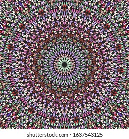 Colorful ornament pattern mandala background - floral hypnotic abstract psychedelic circular vector graphic design with curved stones