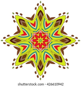 Colorful ornament with vintage elements Mandala.Set of ornamental patterns for background and texture.Vector illustration isolated on white.