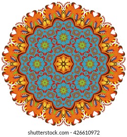 Colorful ornament with vintage elements Mandala.Set of ornamental patterns for background and texture.Vector illustration isolated on white.
