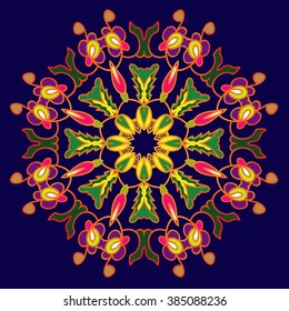 Colorful ornament with vintage elements Mandala.Ornament in the circle, vector illustration.