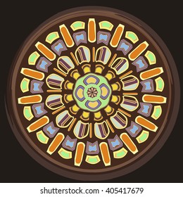 Colorful ornamental circle on a black background