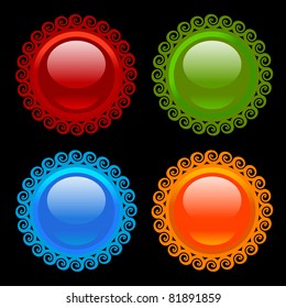 colorful ornamental design elements isolated on black