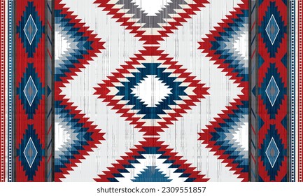 Colorful ornamental design for rug, tapis, yoga mat. Geometric ethnic clipart. Navajo tribal vector seamless pattern. Native American ornament. Ethnic South Western decor Arabian style.