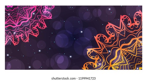 Colorful Ornamental Ethnic Flyer. Templates With Tribal Mandalas. Vector Illustration. For Congratulation or Invitation, Sale Banner