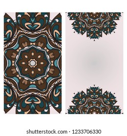Colorful Ornamental Ethnic Flyer. Templates With Tribal Mandalas. Vector Illustration. For Congratulation or Invitation, Sale Banner.