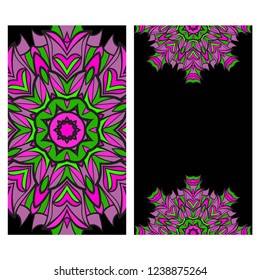 Colorful Ornamental Ethnic Flyer. Templates With Tribal Mandalas. Vector Illustration. For Congratulation or Invitation, Sale Banner.