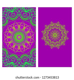 Colorful Ornamental Ethnic Flyer. Templates With Tribal Mandalas. Vector Illustration. For Congratulation or Invitation, Sale Banner.