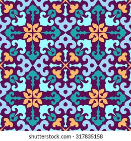 Colorful ornamental pattern in oriental style. Seamless background. Fabric design