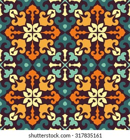 Colorful ornamental pattern in oriental style. Seamless background. Fabric design
