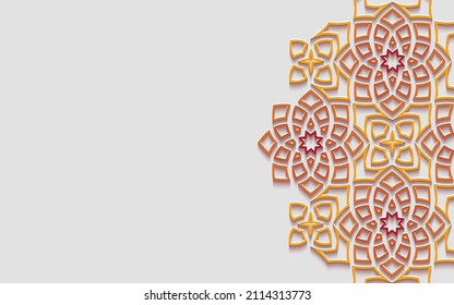 Colorful ornamental patterned stone relief in arabic architectural style of islamic mosque,greeting card for Ramadan Kareem