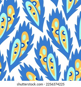 Colorful ornamental psychedelic pattern. Funky vector texture with colorful abstract organic shapes.