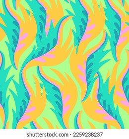 Colorful ornamental psychedelic pattern. Funky vector texture with colorful abstract organic shapes.
