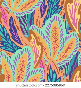 Colorful ornamental psychedelic pattern. Funky texture with colorful abstract organic shapes.