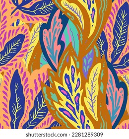 Colorful ornamental psychedelic pattern. Funky texture with colorful abstract organic shapes.